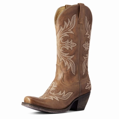 Beige Brown Women's Ariat Circuit Rosewood Western Boots | 8014-HVQIK