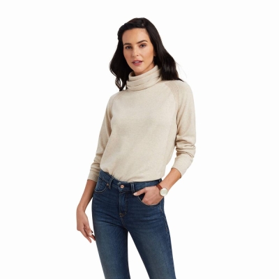 Beige Women's Ariat Lexi Sweaters | 3054-BURWK