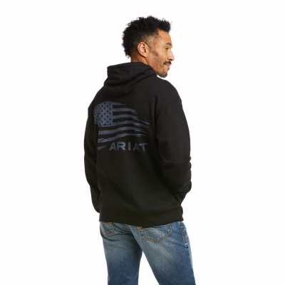 Black Grey Men's Ariat Patriot 2.0 Hoodies | 8964-IRJQF