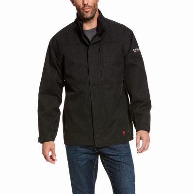 Black Men's Ariat FR H2O Waterproof Jackets | 2805-KDUXJ