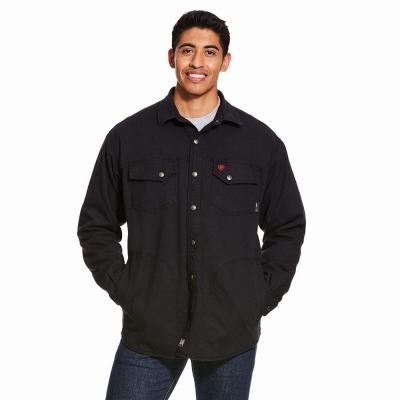 Black Men's Ariat FR Rig Jackets | 9835-DCLQW