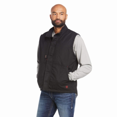 Black Men's Ariat FR Workhorse Insulated Jackets | 4317-UBXYF