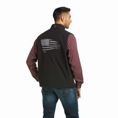 Black Men's Ariat Logo 2.0 Patriot Softshell Jackets | 2534-QCNUW