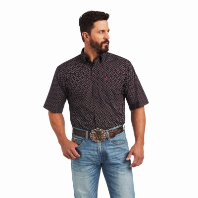 Black Men's Ariat Major Classic Fit Shirts | 5324-LDNFP