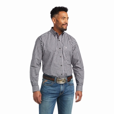 Black Men's Ariat Pro Series Michael Stretch Classic Fit Shirts | 0639-ZTLFD