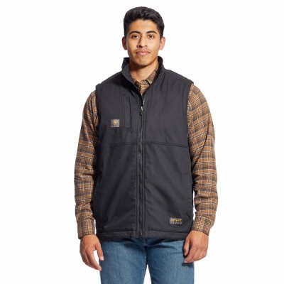 Black Men's Ariat Rebar DuraCanvas Jackets | 7538-SXKZQ