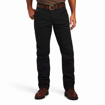 Black Men's Ariat Rebar M5 DuraStretch Washed Twill Dungaree Leg Pants | 1428-XACFZ