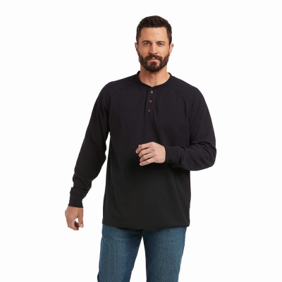 Black Men's Ariat Rebar Thermal Shirts | 0379-TJKSF