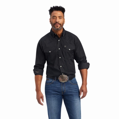 Black Men's Ariat Relentless Resilient Stretch Classic Fit Snap Shirts | 4607-XYTBL