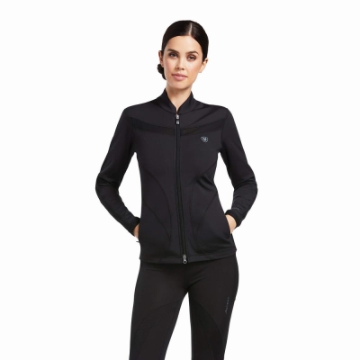 Black Women's Ariat Ascent Full Zip Hoodies | 1579-NMZOT