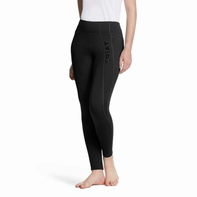 Black Women's Ariat Attain Knee Patch Grip Pants | 6415-RJUHT