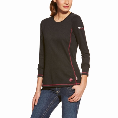 Black Women's Ariat FR Polartec PowerDry Shirts | 0978-CPQES