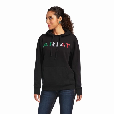 Black Women's Ariat Mexico Hoodies | 7826-KSRVM