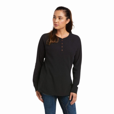 Black Women's Ariat Rebar Thermal Shirts | 4736-RYWBF