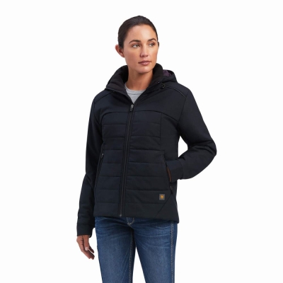 Black Women's Ariat Rebar Valkyrie Stretch Canvas Insulated Jackets | 9548-FTEVB