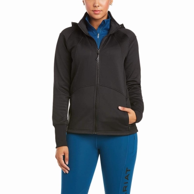 Black Women's Ariat Wilde Full Zip Hoodies | 1029-VYXBA