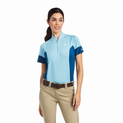 Blue Blue Women's Ariat Cambria Jersey 1/4 Zip Tops | 5137-SHZQP