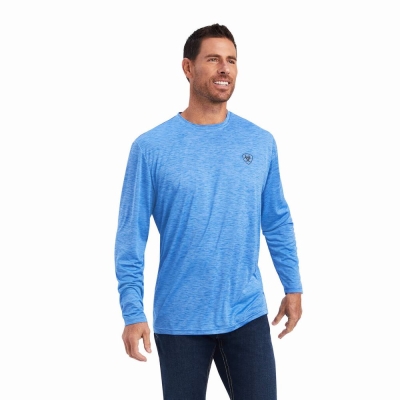 Blue Men's Ariat Charger Land of the Free Polo Shirts | 8635-RLUOF