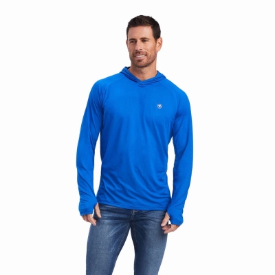 Blue Men's Ariat Cornell Polo Shirts | 9746-FHPMO