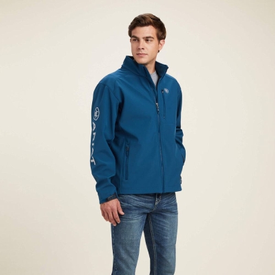 Blue Men's Ariat Logo 2.0 Softshell Jackets | 9216-MFWOV