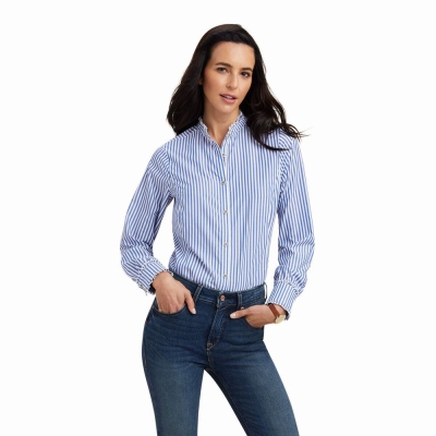 Blue Women's Ariat Clarion Tops | 7941-UQKAG