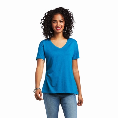 Blue Women's Ariat Element Tops | 6529-UJAYC