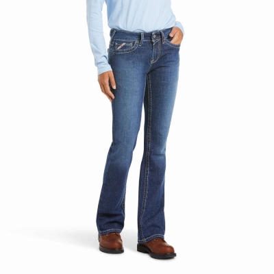 Blue Women's Ariat FR DuraStretch Basic Cut Jeans | 5948-WAZRI