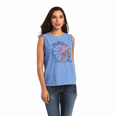 Blue Women's Ariat Mama Tops | 8463-FREWL