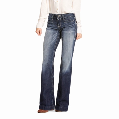 Blue Women's Ariat Mid Rise Stretch Entwined Skinny Jeans | 4592-JFWXM