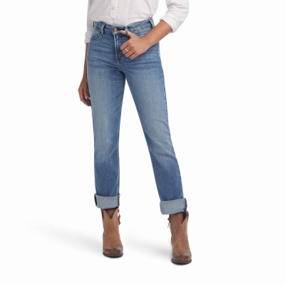 Blue Women's Ariat Premium High Rise Stretch Straight-Fit Jeans | 5069-IYKNX