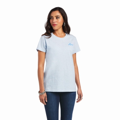 Blue Women's Ariat REAL Flag Waver Tops | 0615-QTWJY