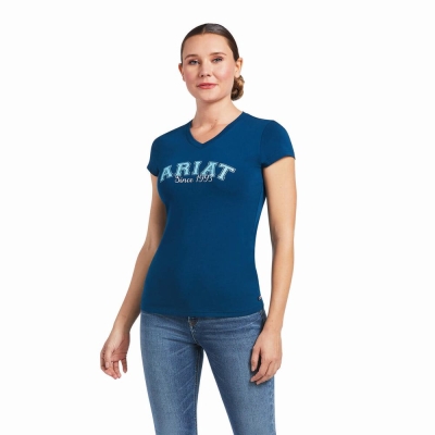 Blue Women's Ariat Since 1993 Tops | 6198-WDVZR