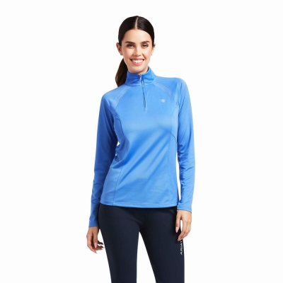 Blue Women's Ariat Sunstopper 2.0 1/4 Zip Tops | 8531-SDZXA