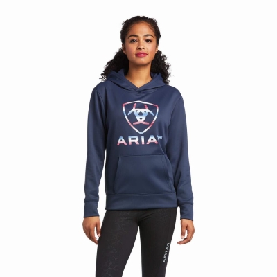 Blue Women's Ariat TEK Hoodies | 6180-ULEYH