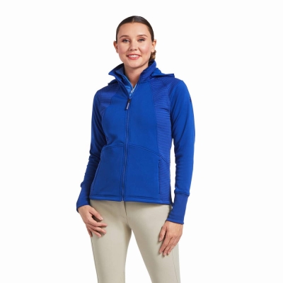 Blue Women's Ariat Wilde Full Zip Hoodies | 0179-FULKA