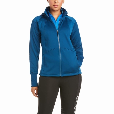 Blue Women's Ariat Wilde Full Zip Hoodies | 5971-XTNBC