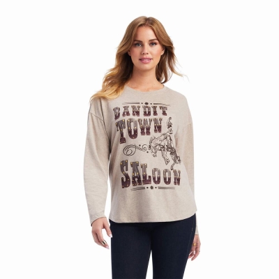 Brown Beige Women's Ariat Saloon Tops | 9527-HOCLP