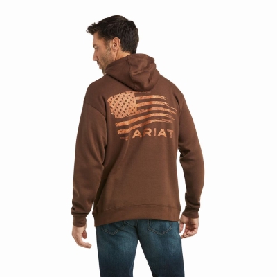 Brown Brown Men's Ariat Patriot 2.0 Hoodies | 8024-FXIVT