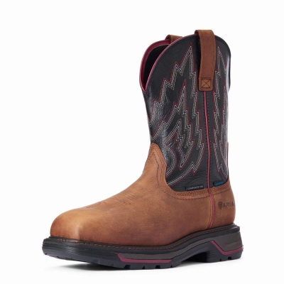 Brown Men's Ariat Big Rig Waterproof Composite Toe Waterproof Boots | 7930-YHNFW