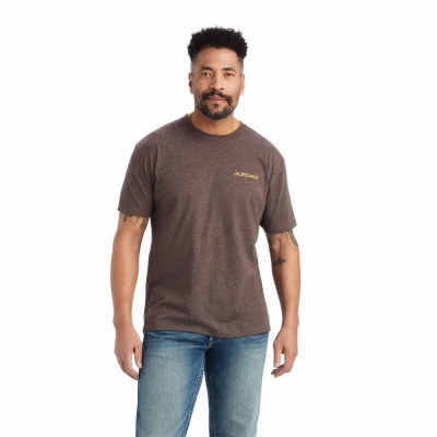 Brown Men's Ariat Bronc Buster Polo Shirts | 4693-LCDGI