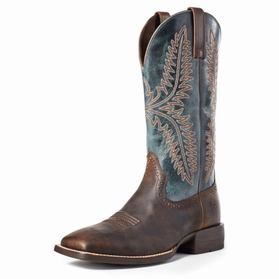 Brown Men's Ariat Caprock Western Boots | 0493-KWEBL