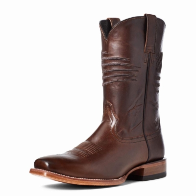 Brown Men's Ariat Circuit Patriot Square Toe Western Boots | 6234-TYPWU