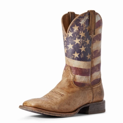 Brown Men's Ariat Circuit Proud Western Boots | 3206-MUFKT