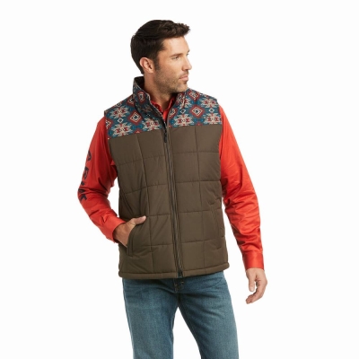 Brown Men's Ariat Crius Insulated Jackets | 8643-VOBZF