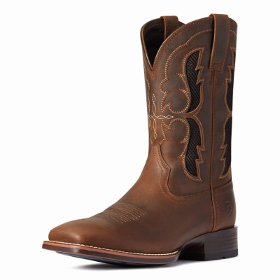 Brown Men's Ariat Dash VentTEK Ultra Western Boots | 3746-QCHOD