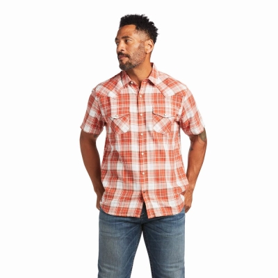 Brown Men's Ariat Harley Retro Fit Shirts | 7128-BDNKQ