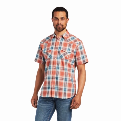 Brown Men's Ariat Hawk Retro Fit Shirts | 9681-SVEXC