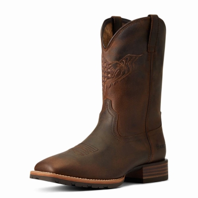 Brown Men's Ariat Hybrid Fly High Western Boots | 3087-PJZND