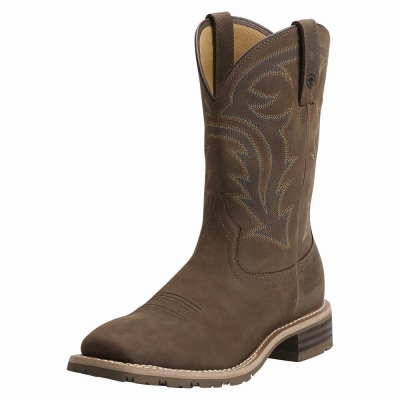 Brown Men's Ariat Hybrid Rancher Waterproof Waterproof Boots | 8342-NOLDU