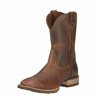 Brown Men's Ariat Hybrid Street Side Western Boots | 7018-SKVFJ